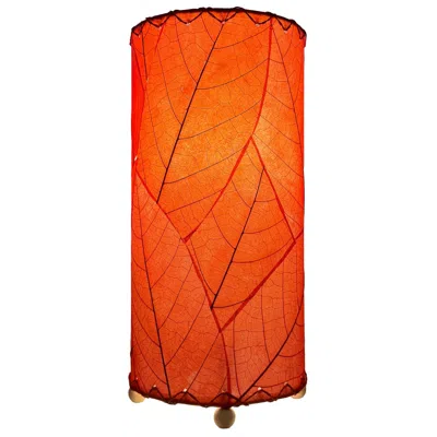 Eangee Home Design 12 Inch Cocoa Leaf Cylinder Table Lamp Red
