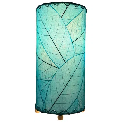 Eangee Home Design 12 Inch Cocoa Leaf Cylinder Table Lamp Sea Blue