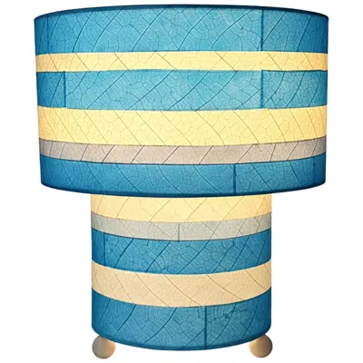 Eangee Home Design Striped Mushroom Table Lamp Sea Blue