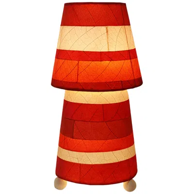 Eangee Home Design Striped Tapered Table Lamp Red