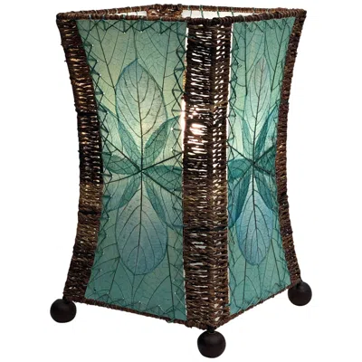 Eangee Hourglass 15" High Blue Leaves Led Accent Table Lamp