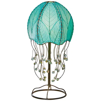 Eangee Jellyfish 24" High Cocoa Leaves Coastal Sea Blue Table Lamp