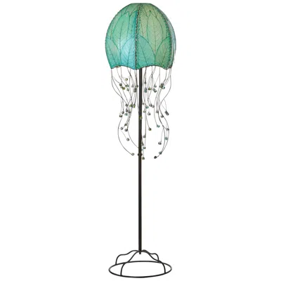 Eangee Jellyfish Blue Cocoa Leaves 64" High Floor Lamp