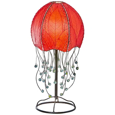 Eangee Jellyfish Red Cocoa Leaves Table Lamp