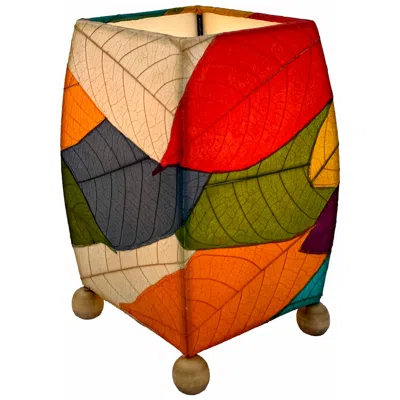 Eangee Mini Square 8" High Cocoa Leaf Accent Table Lamp