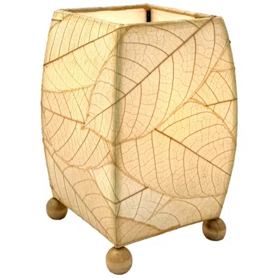 Eangee Mini Square 9" High Natural White Cocoa Leaf Table Lamp