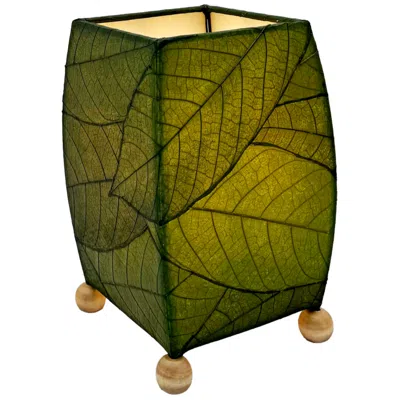 Eangee Mini Square 9"h Green Cocoa Leaf Accent Table Lamp