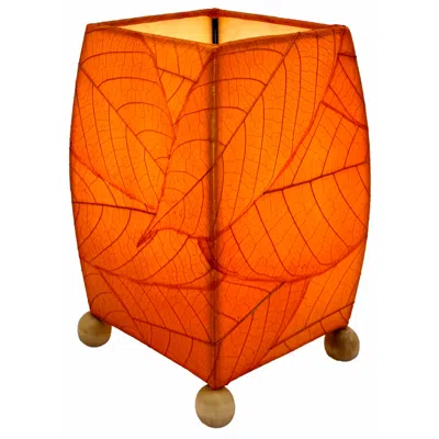 Eangee Mini Square 9"h Orange Cocoa Leaf Accent Table Lamp
