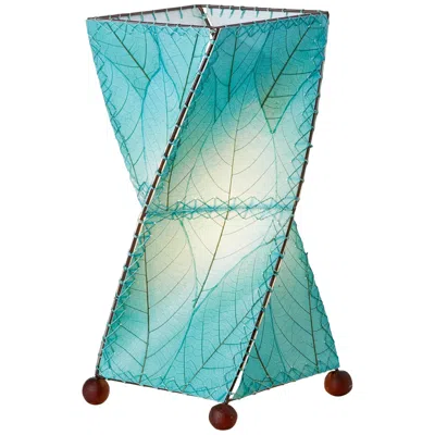 Eangee Twist 18" High Blue Cocoa Leaves Accent Table Lamp