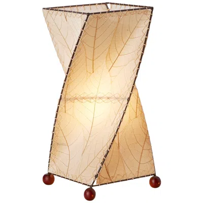 Eangee Twist 18" High White Cocoa Leaves Accent Table Lamp