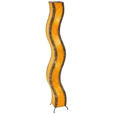 Eangee Wave 72" High Orange Cocoa Leaves  Giant Tower Floor Lamp