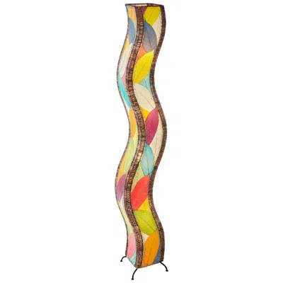 Eangee Wave 72" Multi-color Cocoa Leaves Giant Tower Floor Lamp