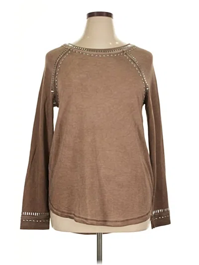 Pre-owned Earl Jean Long Sleeve Top In Brown