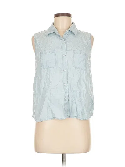 Pre-owned Earl Jean Sleeveless Button Down Shirt In Blue