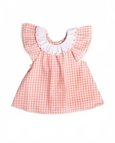 Early Sunday Kids' Girls' Lola Gingham Ruffle Sleeves Blouse In Pink