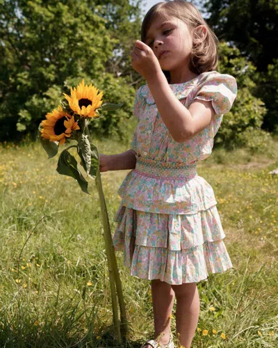 Early Sunday Kids' Melissa Floral Skirt In Emma Mint Print In Multi