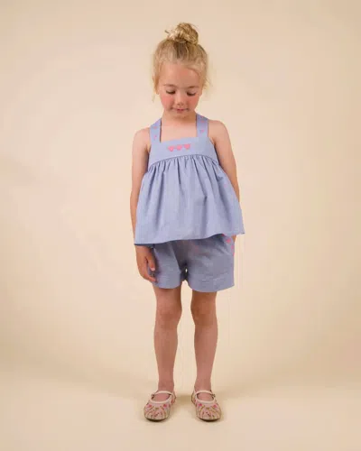 Early Sunday Kids' Roman Chambray Shorts In Summer Sky In Multi