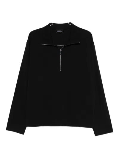 E.armani Exclusive Pre Half Zip Pullover In Black