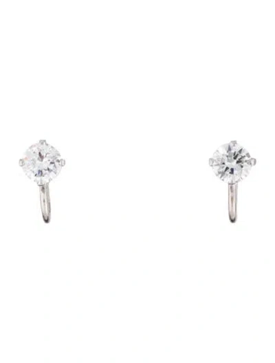 Pre-owned Earrings 1.09ctw Diamond Screw Clip-on  In Multi