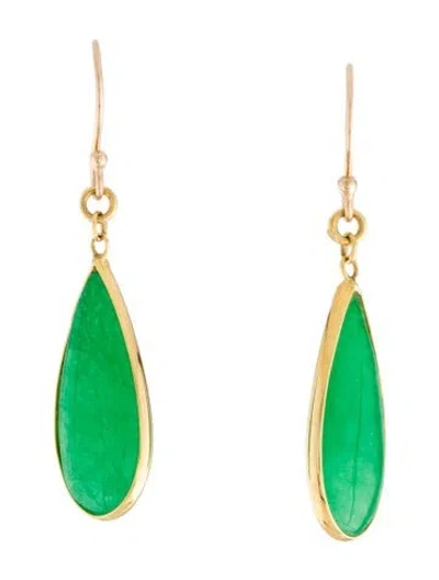 Pre-owned Earrings 10k 10.46ctw Dyed Jadeite Drop  In Multi