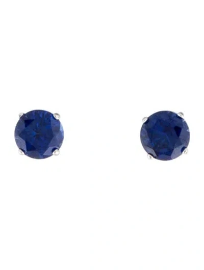 Pre-owned Earrings 10k 1.17ctw Synthetic Sapphire Stud  In Multi