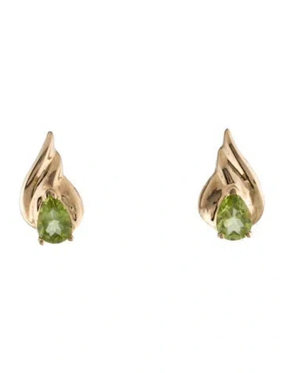 Pre-owned Earrings 10k 1.29ct Peridot Stud  In Multi
