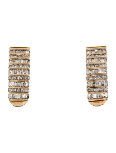 Pre-owned Earrings 10k 1.40ctw Diamond Hoop Clip-on  In Multi