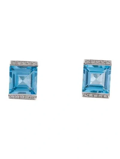 Pre-owned Earrings 10k 17.52ctw Topaz & Diamond Earclips In Multi