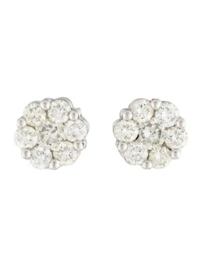Pre-owned Earrings 10k 1.94ctw Diamond Cluster Stud  In Multi
