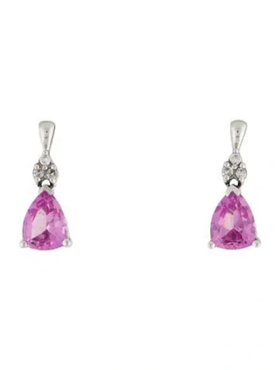 Pre-owned Earrings 10k 3.03ctw Synthetic Sapphire & Diamond Drop  In Multi