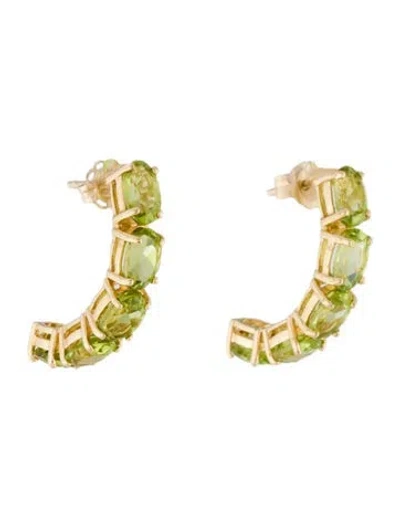 Pre-owned Earrings 10k 4.49ctw Peridot Curved Drop  In Multi