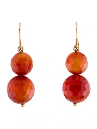 Pre-owned Earrings 10k Agate Faceted Bead Drop  In Multi