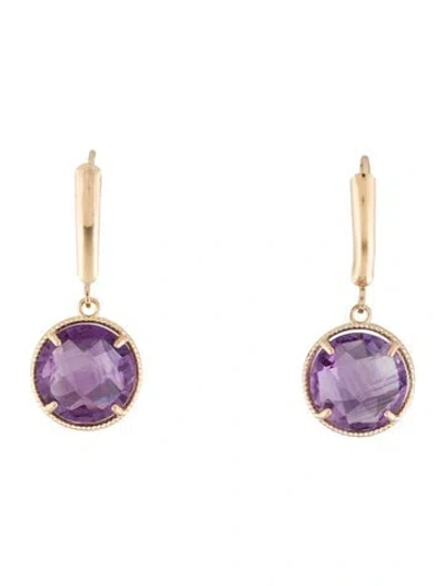 Pre-owned Earrings 10k Amethyst Drop  In Multi