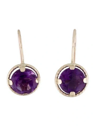 Pre-owned Earrings 10k Amethyst Drop  In Multi