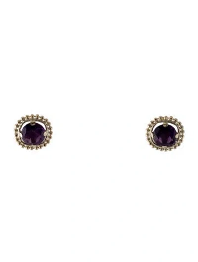Pre-owned Earrings 10k Amethyst Stud  In Multi