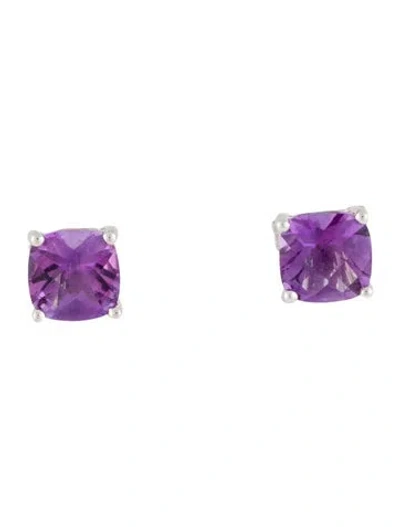 Pre-owned Earrings 10k Amethyst Stud  In Multi