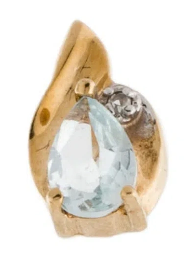 Pre-owned Earrings 10k Aquamarine & Diamond Single Stud Earring In Multi