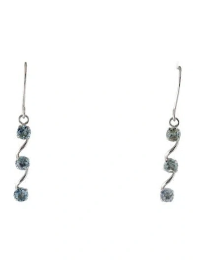 Pre-owned Earrings 10k Aquamarine Drop  In Multi