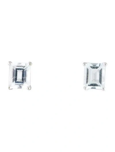 Pre-owned Earrings 10k Aquamarine Stud  In Multi