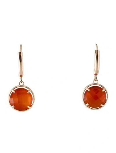 Pre-owned Earrings 10k Carnelian Drop  In Multi