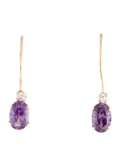 Pre-owned Earrings 10k Cubic Zirconia Drop  In Multi