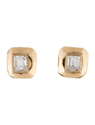 Pre-owned Earrings 10k Cubic Zirconia Stud  In Multi