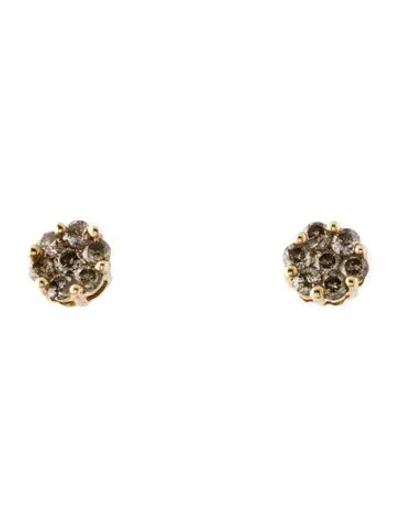 Pre-owned Earrings 10k Diamond Cluster Stud  In Multi