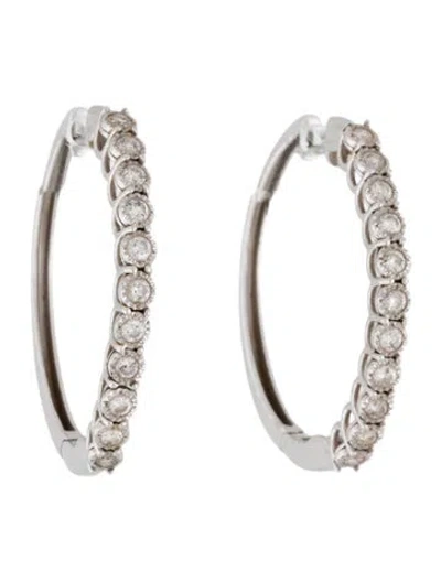 Pre-owned Earrings 10k Diamond Hoop  In Multi