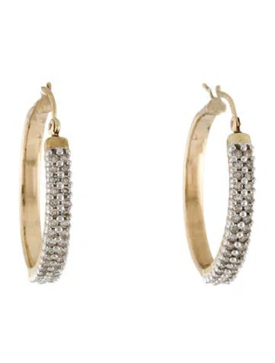 Pre-owned Earrings 10k Diamond Hoop  In Multi