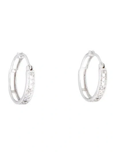 Pre-owned Earrings 10k Diamond Hoop  In Multi
