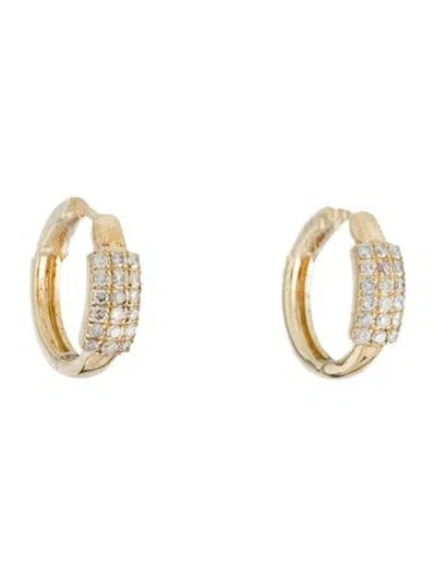 Pre-owned Earrings 10k Diamond Huggie Hoop  In Multi