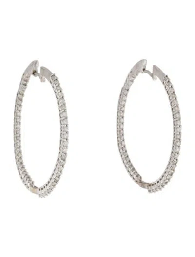 Pre-owned Earrings 10k Diamond Inside Outside Hoop  In Multi