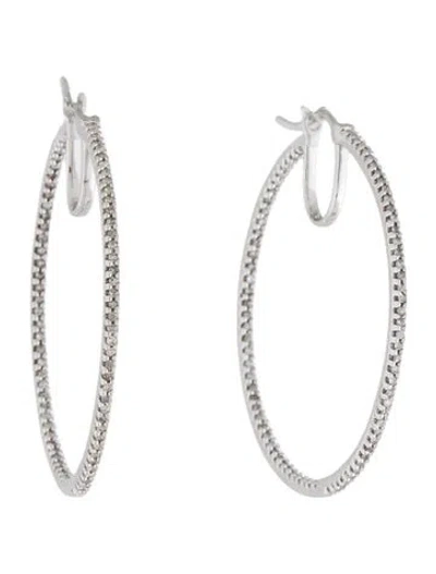 Pre-owned Earrings 10k Diamond Inside-out Hoop  In Multi