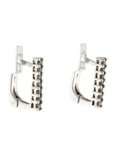Pre-owned Earrings 10k Diamond Line Hoops In Multi